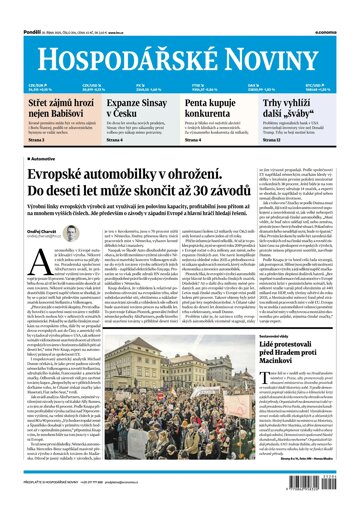 Obálka e-magazínu Hospodářské noviny 204 - 20.10.2025