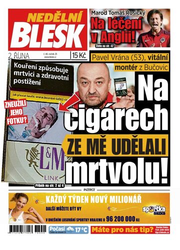 Obálka e-magazínu Nedělní Blesk 2.10.2016