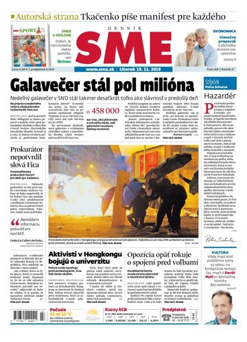 Obálka e-magazínu SME 19.11.2019