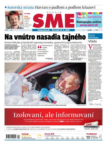 Obálka e-magazínu SME 19.3.2020