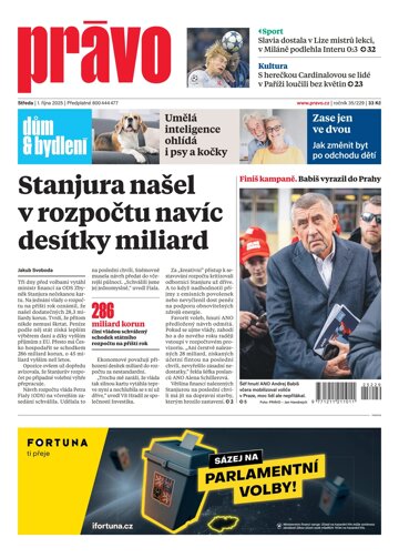 Obálka e-magazínu Deník Právo 1.10.2025