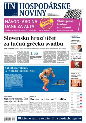 Obálka e-magazínu Hospodárske noviny 27.01.2015