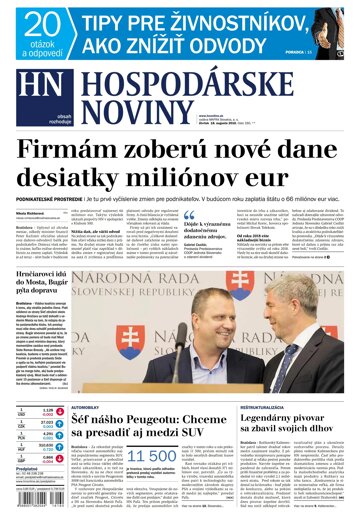 Obálka e-magazínu Hospodárske noviny 18.08.2016
