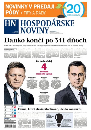 Obálka e-magazínu Hospodárske noviny 08.08.2017