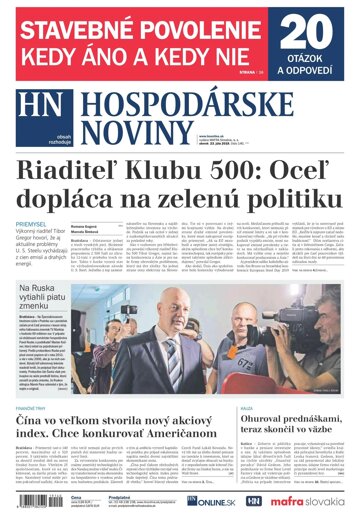 Obálka e-magazínu Hospodárske noviny 23.07.2019