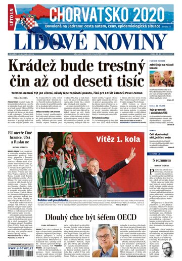 Obálka e-magazínu Lidové noviny 29.6.2020