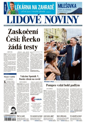 Obálka e-magazínu Lidové noviny 12.8.2020