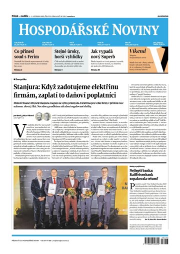 Obálka e-magazínu Hospodářské noviny 213 - 3.11.2023