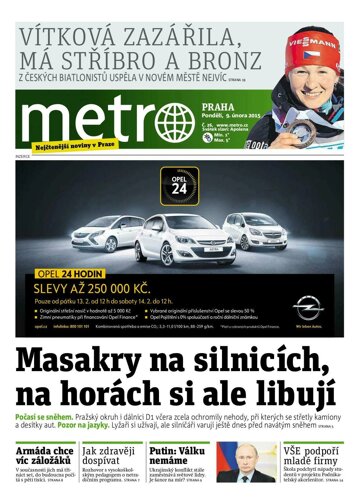 Obálka e-magazínu deník METRO 9.2.2015