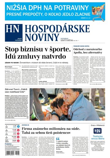 Obálka e-magazínu Hospodárske noviny 12.10.2015
