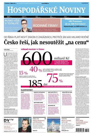 Obálka e-magazínu Hospodářské noviny 194 - 6.10.2016