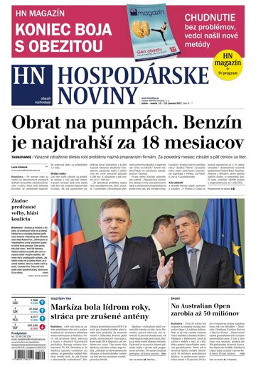 Obálka e-magazínu Hospodárske noviny 13.1.2017