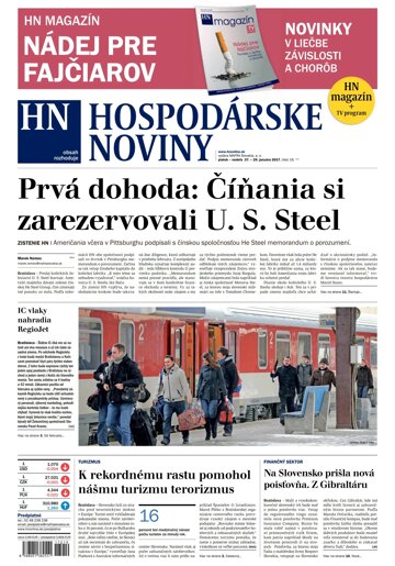 Obálka e-magazínu Hospodárske noviny 27.01.2017