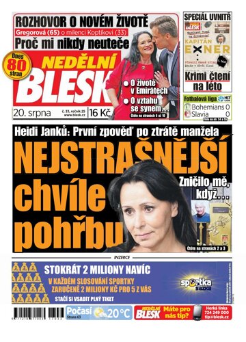 Obálka e-magazínu Nedělní Blesk 20.8.2017