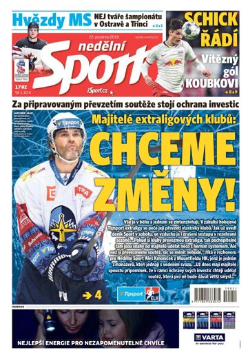 Obálka e-magazínu Nedělní Sport 22.12.2019