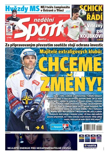 Obálka e-magazínu Nedělní Sport 22.12.2019