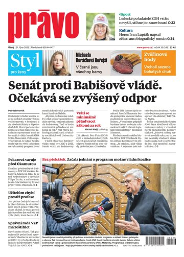 Obálka e-magazínu Deník Právo 21.10.2025