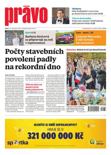Obálka e-magazínu Deník Právo 14.11.2025