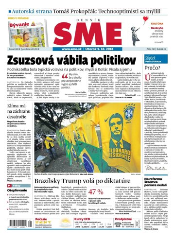 Obálka e-magazínu SME 9.10.2018