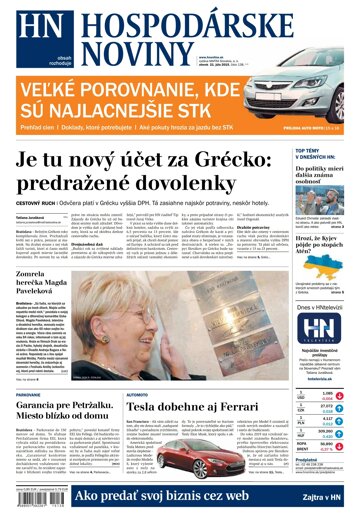 Obálka e-magazínu Hospodárske noviny 21.07.2015
