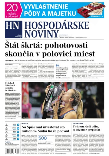 Obálka e-magazínu Hospodárske noviny 31.10.2016
