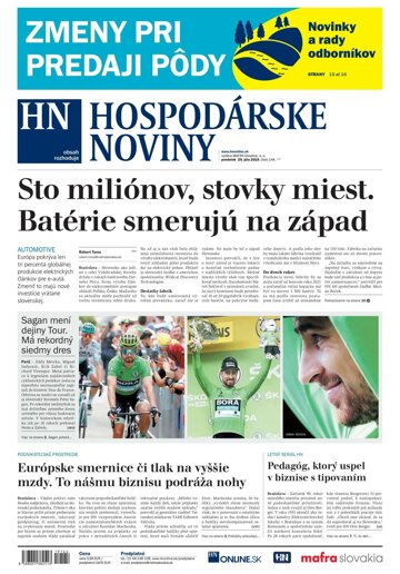 Obálka e-magazínu Hospodárske noviny 29.07.2019