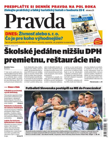 Obálka e-magazínu Pravda 13. 10. 2015