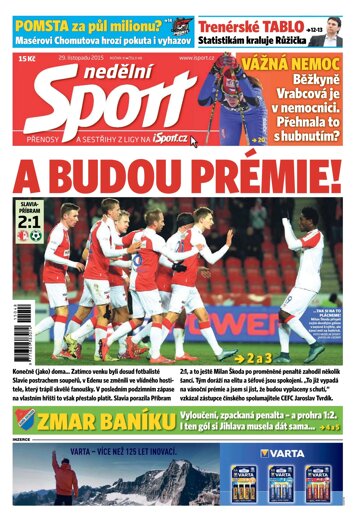 Obálka e-magazínu Nedělní Sport 29.11.2015