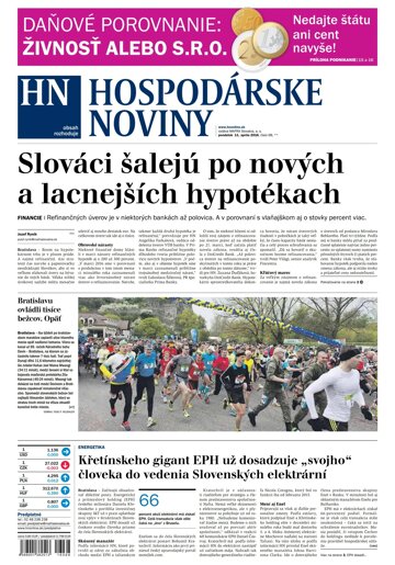 Obálka e-magazínu Hospodárske noviny 11.04.2016