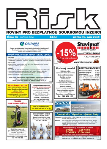 Obálka e-magazínu Risk 76/2016