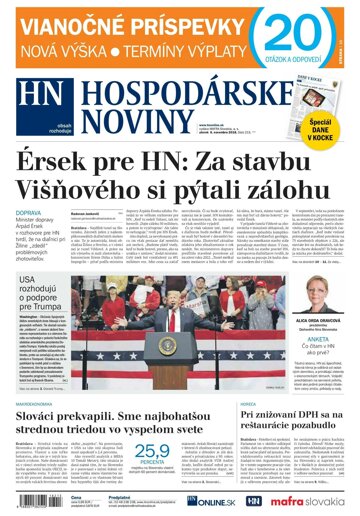 Obálka e-magazínu Hospodárske noviny 06.11.2018
