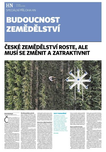 Obálka e-magazínu Hospodářské noviny - příloha 061 - 26.3.2020 příloha Budoucnost zemědělství