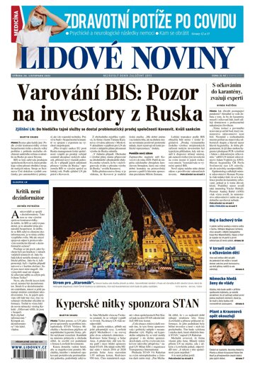 Obálka e-magazínu Lidové noviny 24.11.2021