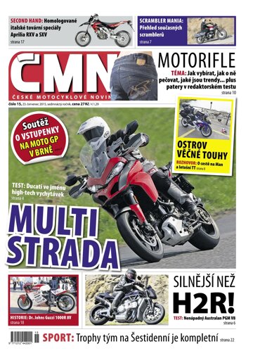 Obálka e-magazínu ČESKÉ MOTOCYKLOVÉ NOVINY 15/2015