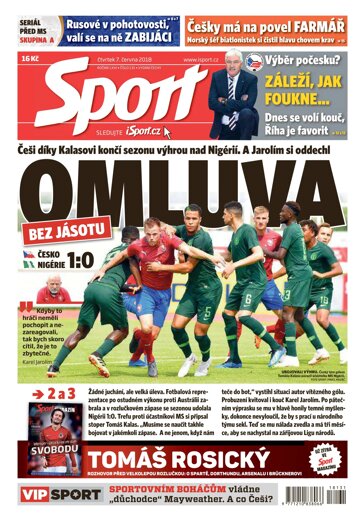 Obálka e-magazínu Sport 7.6.2018