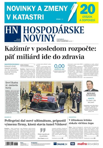 Obálka e-magazínu Hospodárske noviny 06.12.2018