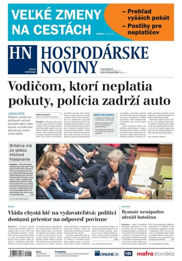 Obálka e-magazínu Hospodárske noviny 16.01.2019