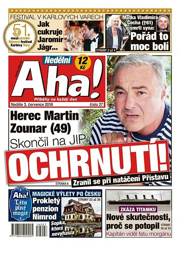 Obálka e-magazínu Nedělní AHA! 3.7.2016