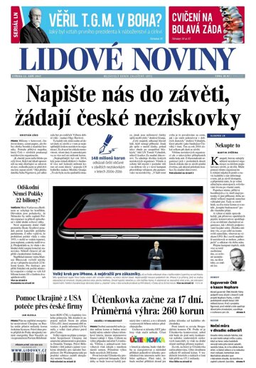 Obálka e-magazínu Lidové noviny 13.9.2017