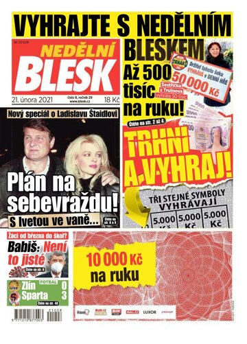 Obálka e-magazínu Nedělní Blesk 21.2.2021