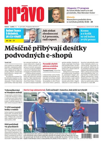 Obálka e-magazínu Deník Právo 13.9.2025