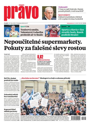 Obálka e-magazínu Deník Právo 20.10.2025