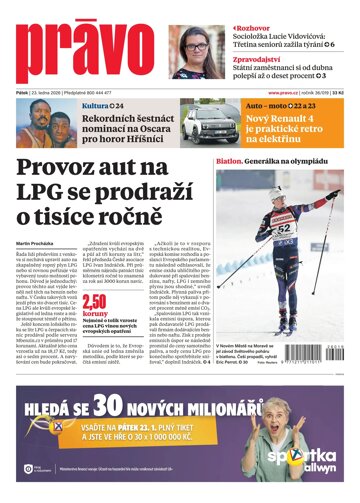 Obálka e-magazínu Deník Právo 23.1.2026