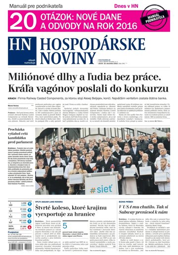 Obálka e-magazínu Hospodárske noviny 15.12.2015