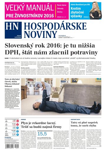 Obálka e-magazínu Hospodárske noviny 04.01.2015