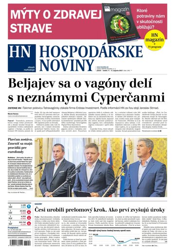 Obálka e-magazínu Hospodárske noviny 04.08.2017