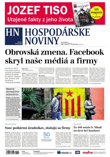 Obálka e-magazínu Hospodárske noviny 20.10.2017