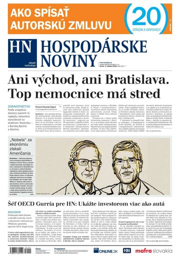 Obálka e-magazínu Hospodárske noviny 09.10.2018