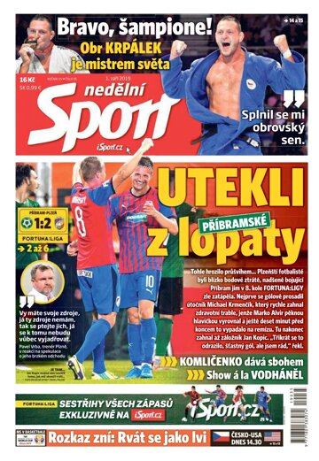 Obálka e-magazínu Nedělní Sport 1.9.2019