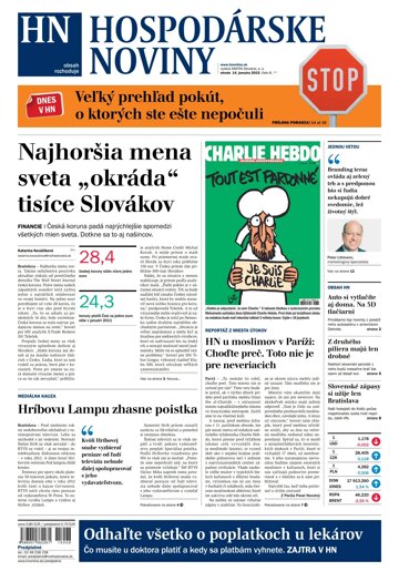 Obálka e-magazínu Hospodárske noviny 14.01.2015
